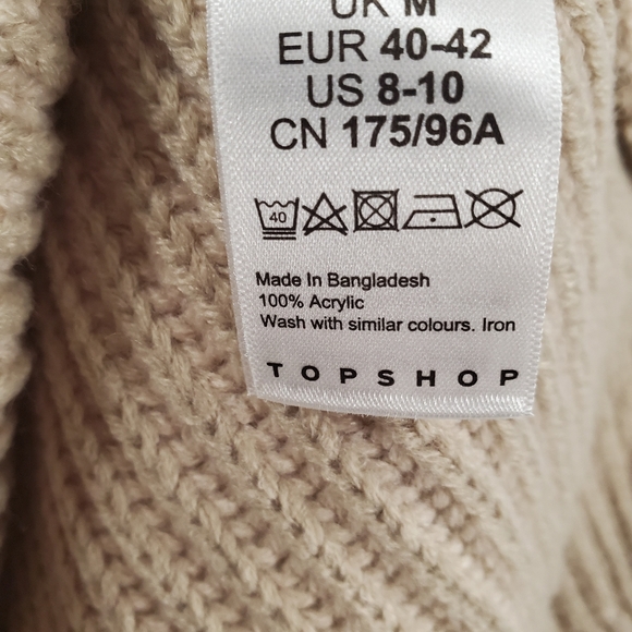 Topshop Mock Neck Ribbed Knit Sweater Slouchy Tan - Picture 8 of 9
